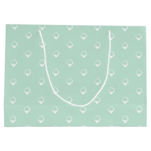 雪 – 白いスノーフレークseafooamミントグリーンギフト ラージペーパーバッグ (裏面)