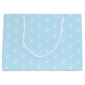 雪 – 白い雪片ライトブルー冬の贈り物 ラージペーパーバッグ (正面)