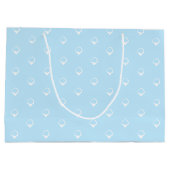 雪 – 白い雪片ライトブルー冬の贈り物 ラージペーパーバッグ (裏面)