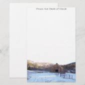 雪、納屋及び山の文房具 便箋 (正面/裏面)