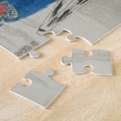 雪(色のwoodblockのプリントの日本のな女性 ジグソーパズル (側面)