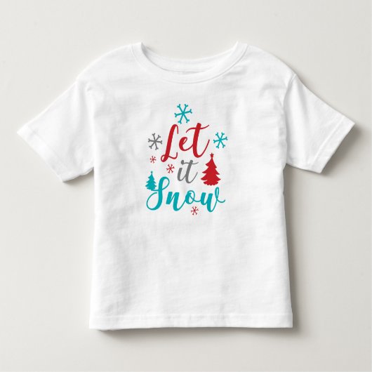 雪、雪片、木、クリスマス、クリスマス トドラーTシャツ (正面)