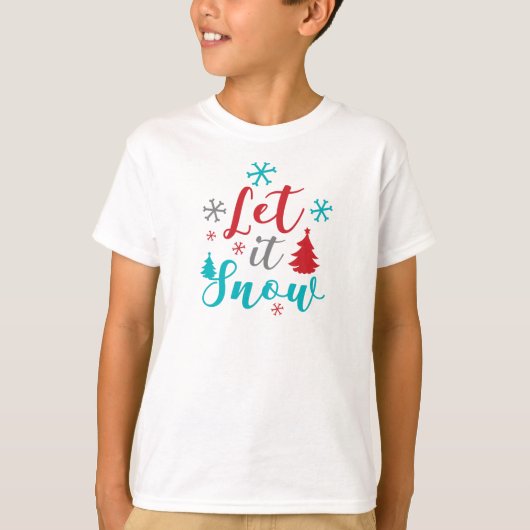 雪、雪片、木、クリスマス、クリスマス Tシャツ (正面)
