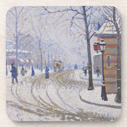 雪、Boulevard de Clichy、パリ1886年 コースター (正面)