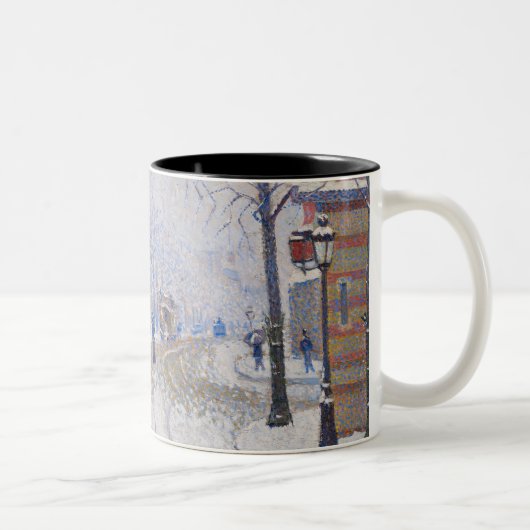 雪、Boulevard de Clichy、パリ1886年 ツートーンマグカップ (右)