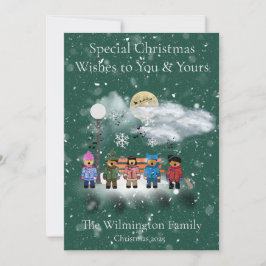 雪Quintet家族の写真クリスマスフラットカード カード
