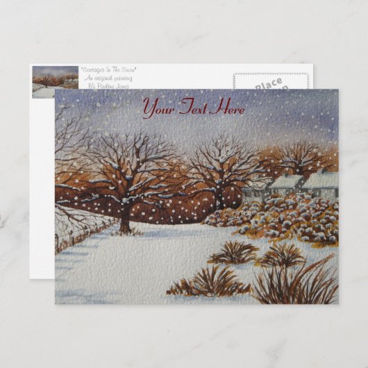 雰囲気のクリスマスラティコテージ雪のシーン シーズンポストカード (正面/裏面)