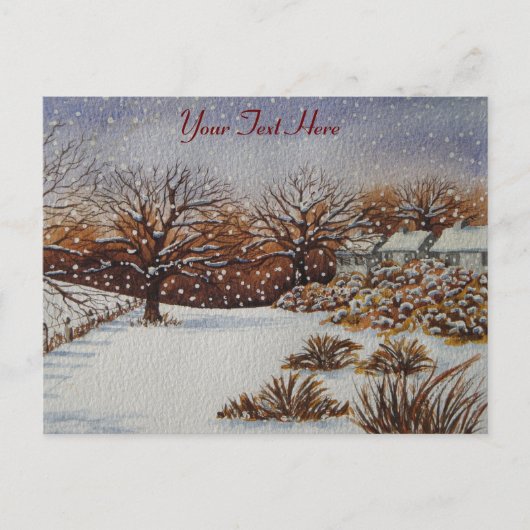 雰囲気のクリスマスラティコテージ雪のシーン シーズンポストカード (正面)