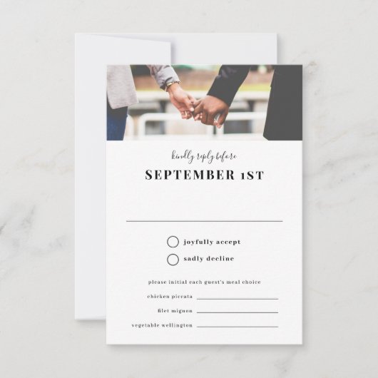 雰囲気の写真の返信と食事の選択 出欠カード (正面)