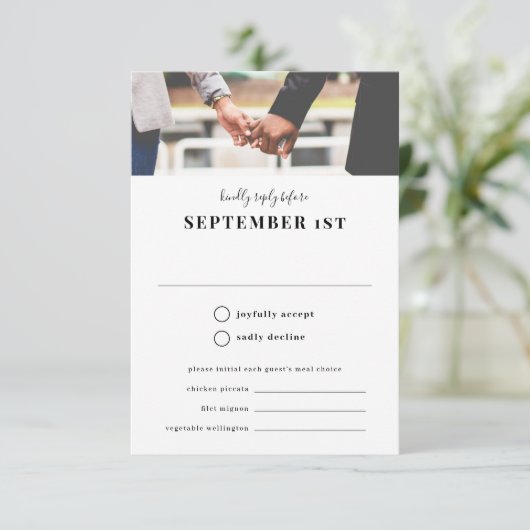 雰囲気の写真の返信と食事の選択 出欠カード (スタンド正面)