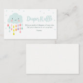 雲おむつラッフルカード雨滴ベビーシャワー エンクロージャーカード (正面/裏面)