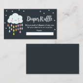 雲おむつラッフルカード雨滴ベビーシャワー エンクロージャーカード (正面/裏面)