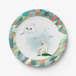 雲おもしろいと羊。雲のように。三角形 ペーパープレート