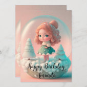 雲おもしろいの上の小さな人形 サンキューカード (正面/裏面)