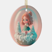 雲おもしろいの上の小さな人形 セラミックオーナメント (右)