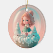 雲おもしろいの上の小さな人形 セラミックオーナメント (左)