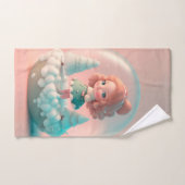 雲おもしろいの上の小さな人形 バスタオルセット (ハンドタオル)