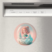 雲おもしろいの上の小さな人形 マグネット (インサイチュ (食洗機))