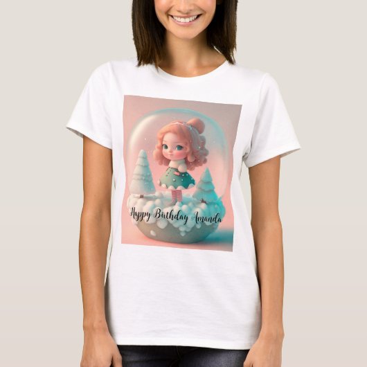 雲おもしろいの上の小さな人形 Tシャツ (正面)