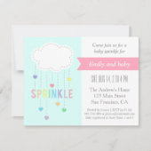 雲およびハートのベビーはシャワーの招待状を振りかけます 招待状 (正面)