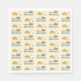 雲お洒落のカラフルハッピーバースデー スタンダードランチョンナプキン
