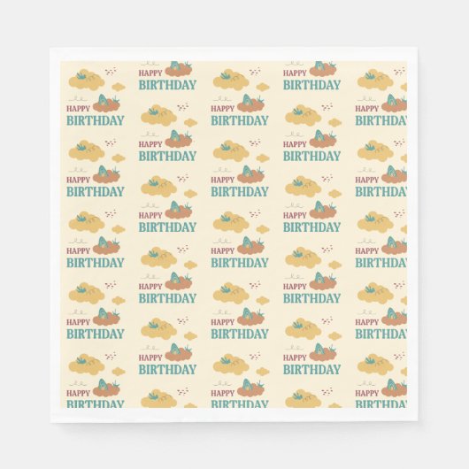 雲お洒落のカラフルハッピーバースデー スタンダードランチョンナプキン (正面)