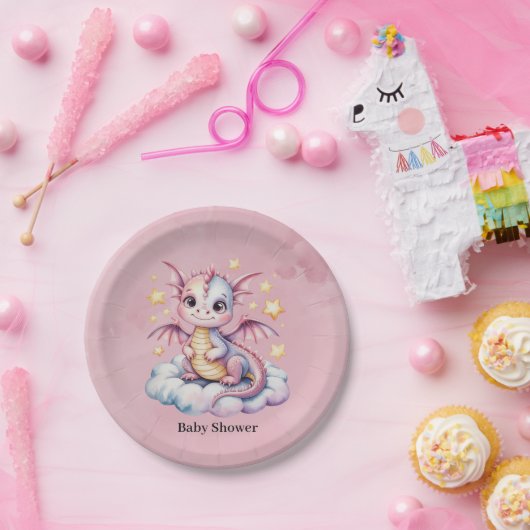 雲お洒落の赤ちゃんシャワーの龍 ペーパープレート (パーティー)