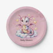 雲お洒落の赤ちゃんシャワーの龍 ペーパープレート (正面)