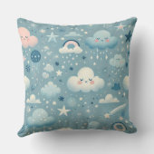 雲お洒落付きスカイパターン、星 – 青 クッション (裏面)