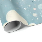 雲お洒落付きスカイパターン、星 – 青 ラッピングペーパー (ロールコーナー)