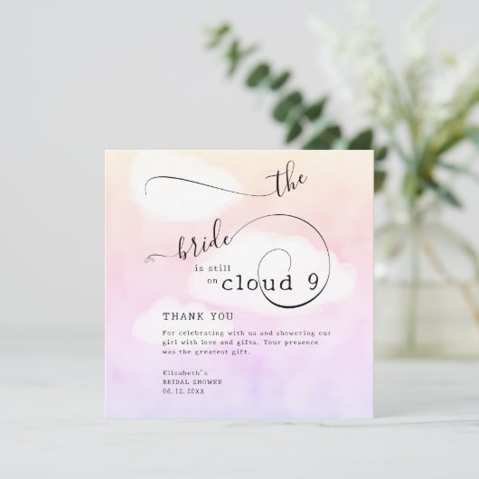 雲からの手紙9ピンクユーモアのあるブライダルシャワー サンキューカード (スタンド正面)