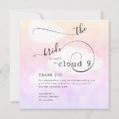 雲からの手紙9ピンクユーモアのあるブライダルシャワー サンキューカード (正面)