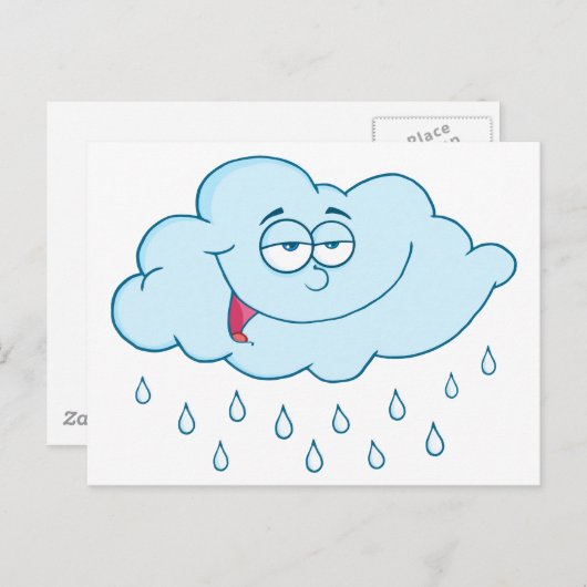 雲から雨を降らせるマスコットキャラクター ポストカード (正面/裏面)