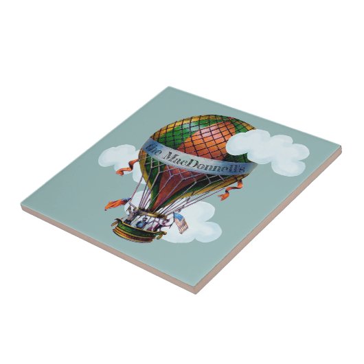 雲が付いている熱気の気球はあなたの名前を加えます タイル (側面)