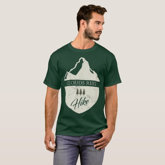 雲が山とハイキングするカリフォルニア Tシャツ (正面フル)
