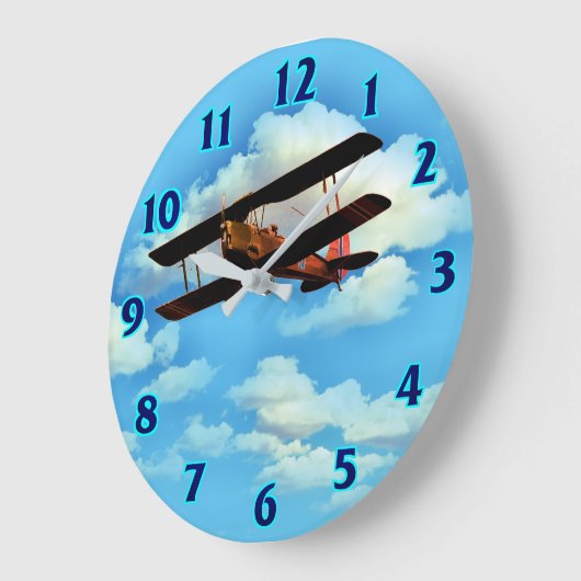 雲が飛行機の大きな時計を壊す ラージ壁時計 (傾斜)