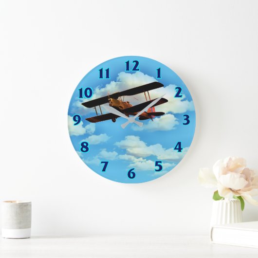 雲が飛行機の大きな時計を壊す ラージ壁時計 (ホーム)