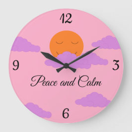 雲で太陽を設定 ラージ壁時計