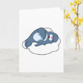 雲で寝るアザラシ カード (黄色い花)