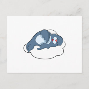 雲で寝るアザラシ ポストカード