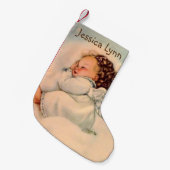 雲で眠るパーソナライズなベビーの天使の翼 スモールクリスマスストッキング (正面 (吊り時))