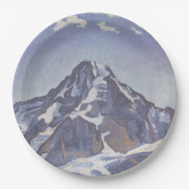 雲とともに描かれたモンク山 (フェルディナント・ホドラー) ペーパープレート