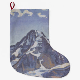 雲とともに描かれたモンク山 (フェルディナント・ホドラー) ラージクリスマスストッキング