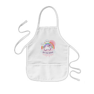 雲とのかわいい虹のユニコーン 子供用エプロン