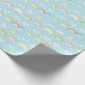 雲とカラフル虹のシームレス ラッピングペーパー (角)