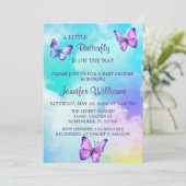 雲とカラフル蝶の赤ちゃんシャワー 招待状 (スタンド正面)