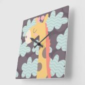 雲とギラフェ スクエア壁時計 (傾斜)