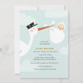 雲とコウノトリ赤ちゃんシャワー招待状 招待状 (正面)