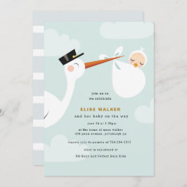 雲とコウノトリ赤ちゃんシャワー招待状 招待状