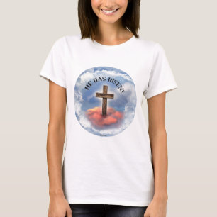 雲とゴツゴツ十字架の復活 Tシャツ